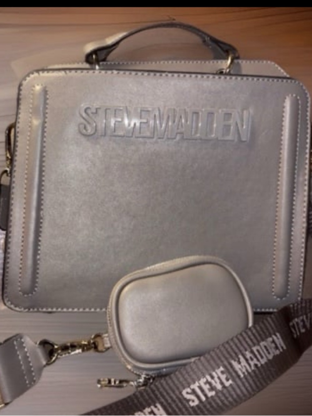 Steve Madden Women's Bevelyn Convertible Crossbody Bag with detachable pouch